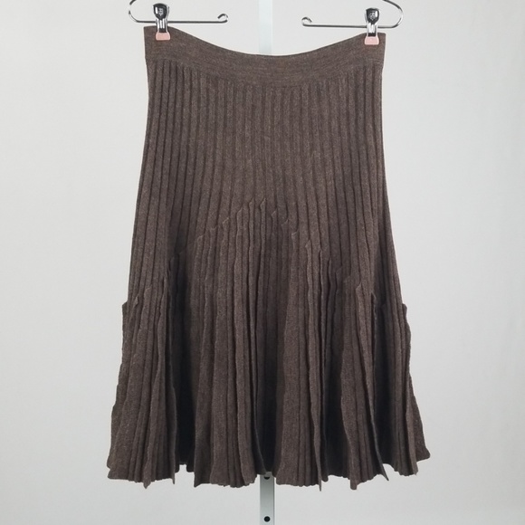 Magaschoni Pleated Midi Skirt 100% Wool - Picture 2 of 4
